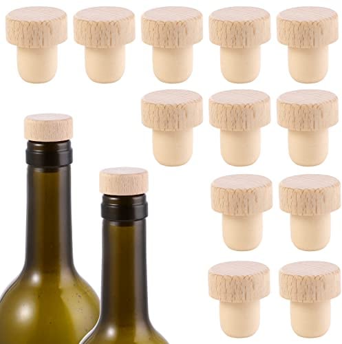 Abeillo 12 Stück Holz Flaschenverschluss Wein, Korken T-Förmiger Griffkorken, Flaschenkorken für Wein Bier Flasche (Dia. 2cm)