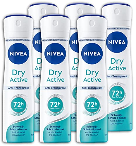 6 er Pack NIVEA Dry Active Deodrant Deo 72 h 6 x 150 ml