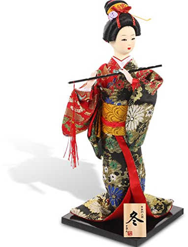 Beavorty Japanische Geisha Figuren Traditionelle Geisha Puppe Deko Kimono Statue Asiatische Geisha Sammlerstück Tischdeko für Wohnzimmer Schlafzimmer Zuhause Büro Sushi Bar Dekoration Geschenk