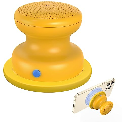 EWA A117 Small Bluetooth Speaker Wireless with Magnetic Base, Powerful and Waterproof, Easy to Attach to Metal Surface, Compatible with iPhone 14/13/12, Portable Mini Speaker for home/outdoor-Yellow