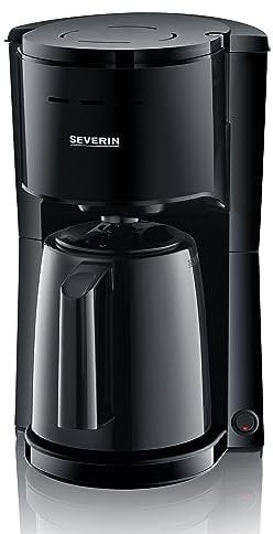 SEVERIN Filterkaffeemaschine mit Thermokanne, Kaffeemaschine für bis zu 8 Tassen, ansprechende Filtermaschine mit Isolierkanne, schwarz, 1 Liter, KA 9306