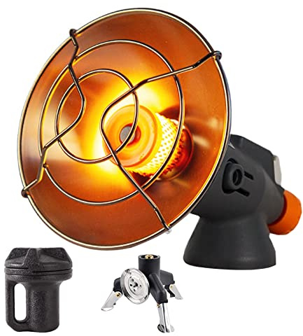Aeveot Mini Stufa a Gas da Campeggio Riscaldatore per Tende Escursionismo Pesca, Riscaldamento Butano Bombola Gas con Custodia e Supporto, Temperatura Regolabile