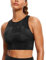 CRZ YOGA Damen Butterluxe Racerback Sport BH Gepolstert Ohne Bügel Crop Tops Longline Yoga Tank Top Fitness Sports Bra Schwarze Tie-Dye-Blumen 42
