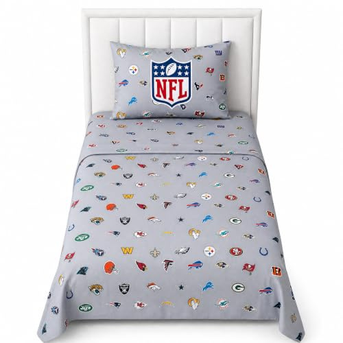 FOCO NFL Ultimate Fan Repeating All Team Logo Bettwäsche-Set – 2 Bettlaken und 2 Kissenbezüge – für Doppelbett oder Doppelbett, offiziell lizenziert (NFL – Team-Farbe, Twin)