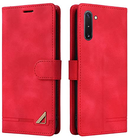 OKZone Coque pour Samsung Galaxy Note 10, Étui de Protection de Portefeuille Antichoc de Fente pour Carte, Support de Carte à Rabat en Cuir en PU Étui de Téléphone pour Samsung Galaxy Note 10 (Rouge)