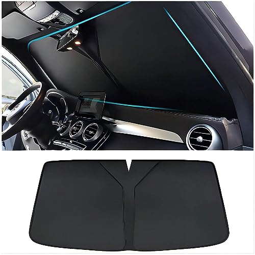 Auto Windschutzscheibe Sonnenschutz für BMW 1 Series F40 2019+, für Frontscheibe Innen, Reflektierender UV Staub Schutz Faltbare Sonnenschutzfolie Zubehör,B-Black