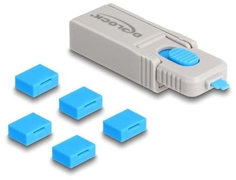 Delock 20923 bloqueur de Port Bloqueur de Port clé USB Type-A Bleu, Gris Plastique 6 pièce(s)