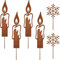 Gulfmew 6 Stück Metall Garten Roststecker Umfasst 4 Stück Kerzen Gartenstecker und 2 Stück Schneeflocken Gartendeko Stecker Rost Gartendeko Rostoptik Weihnachtsdeko zum Advent Weihnachten Draußen