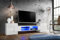Komodee, Mueble de TV Merano de 2 Puertas, 4 estantes, Blanco, Profundo 52,5 x Ancho 230 x 35 cm Alto, sin LED, para Salón, Comedor, Dormitorio