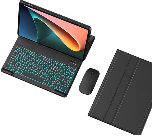 HLTOOP Funda Teclado para Lenovo Tab P11 Pro 11.5 2021 TB-J716F TB-J706F, Contener Ñ, Teclado Inalámbrico Retroiluminado Desmontable con Cubierta Protectora Magnética, Ratón,Negro