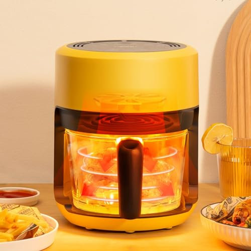 Friteuse à air visuelle, verre transparent, friteuse électrique domestique sans huile de 2,5 L, jaune faible en gras