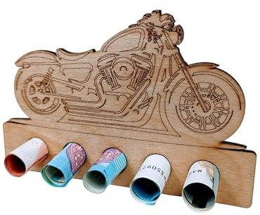 Bamboorilla Geldgeschenk Verpackung - originelles Holz Geldgeschenk - Geschenkidee für Männer und Frauen zum Geburtstag (Motorrad)