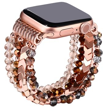 JewelryWe Bracciale da donna con perle di ricambio, compatibile con Apple Watch 38 mm, 40 mm, 41 mm, 42 mm, 44 mm, 45 mm, per Apple Watch SE/iWatch Series 7/6/5/4/3/2/1, con perle sferiche