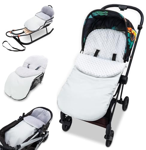 Fußsack Kinderwagen und Buggy für Winter 90x45 cm - Fusssack Winterfußsack warme Einlage Einschlagdecke Baby Zubehör warm Minky Zertifikat Oeko-Tex Hellgrau