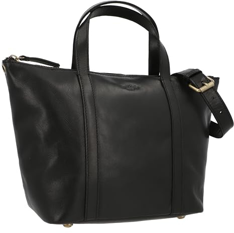 Gusti Umhängetasche Leder - Magda Damen Handtasche Shopper Vintage Schwarz Leder