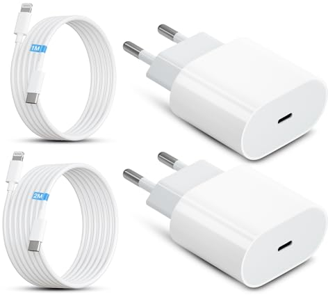 Anytrox iPhone Schnellladegerät, 20W iPhone Ladegerät USB C*2 mit 1m iPhone Ladekabel und 2m iPhone Schnellladekabel, 4-Pack für iPhone 14 13 12 11 X Pad