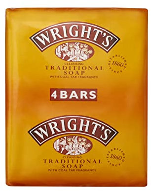 Wright's Coal Tar Soap, for everyday skin cleansing, suitable for all skin types. 4 x 100g bars