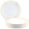 MATANA 200 Premium White Plastic Dinner Plates with Gold Rim, 26cm / 10 Inch - Elegant & Reusable Party Plates for Weddings, Birthdays, Picnic, BBQ, Parties