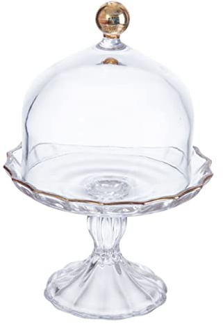 Hoement 1pc Candy Plate Glass Cake Plate Cover Glass Pastry Tray Storage with Cover Cake Tray Snack Dish Dessert with Lid Bread