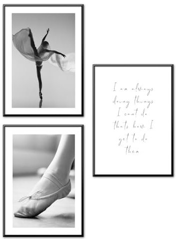 MJ-GRAPHICS® Bilder Ballett, Mood Posterschwarz weiß, Poster Set Ballerina, Wandbilder Schlafzimmer, Poster Mädchen Zimmer, Bilder Wohnzimmer 3xA4, Poster & Kunstdrucke, Elegante Bilder ohne Rahmen