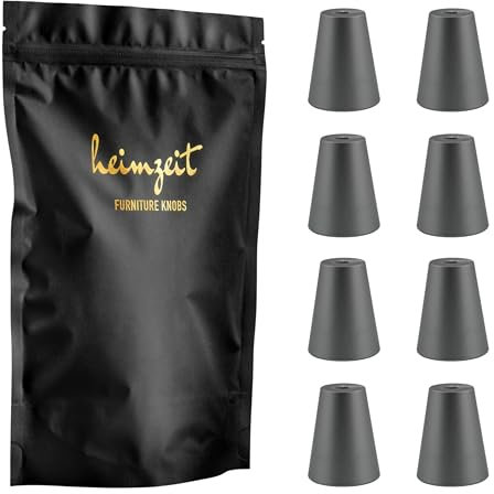 heimzeit Tiradores de Armarios y Cómodas de Aluminio para Puertas y Cajones [8 Piezas, Redondo] Color: Gris Oscuro, Diseño Elegante, Pomos Armario con Manija de un agujero con tornillos