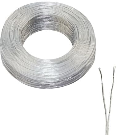 ZoZoMaiy Cable eléctrico transparente de 30 m, 24 AWG, cable de PVC transparente, 2 núcleos, diámetro 1,8 x 3,6 mm, para lámparas de timbre, aparatos eléctricos