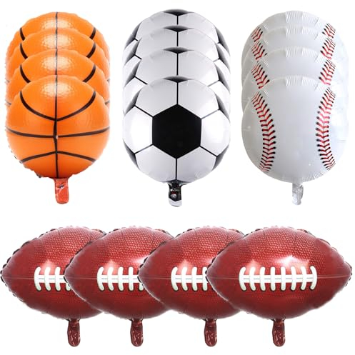 Sport Folienballon, 16 Stück 18 Zoll Basketball Luftballons Fußball Ballons Baseball Luftballons Fussball Folienballon Sport Foil Ballons Geburtstag Dekoration Party Dekoration für Junge Sport Party