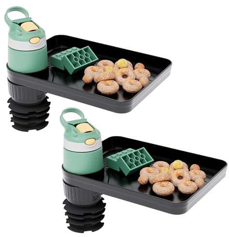 Car Seat Tray for Kids Car Snack Tray with Expandable Base for Snacks, Toys, Books, Entertainment Kids Travel Essentials Fits Most Cup Holders (2, Standard Base)