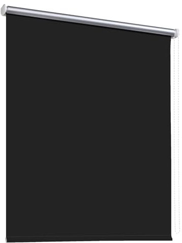 Thermo Rollos Nach Maß 40 x 300 cm Blickdicht Sichtschutz Sonnenschutz Fensterrollo Rollo Seitenzugrollo Inkl. Befestigungsmaterial für Fenster & Balkontür, Schwarz