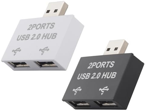 Leehitech USB Splitter Mini USB-Hub, 1 zu 2 USB 2.0 Ports Verteiler Multiport Adapter Doppelstecker Adapter für Strom und Daten, Laptops, MacBook, Mac mini, Keyboard Nicht kompatibel Carplay