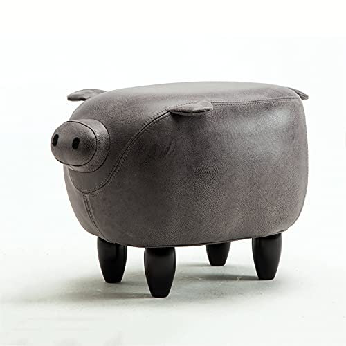 CuNtoHHH Kunstleder Fußstütze Hocker Ottomane,Premium Gepolsterter Ottomane Sitz Schuhwechselhocker,Modern Home Wohnzimmer Schlafzimmer Fußhocker Kinderhocker-Graues Schwein 63x33x36cm(25x13x14inch)