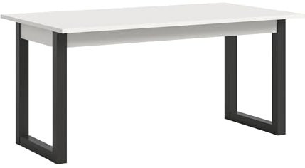 xonox.home Tisch Seattle Esstisch Küchentisch Esszimmertisch Clubtisch Tisch eckig in Fußgestell grau Nb. Tischplatte weiß ca. 150-190x76x90 cm ausziehbar