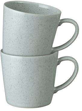 Denby - Teal Speckle Large Mug Set of 2-400ml Capacity - Dishwasher & Microwave Safe Crockery - Soft Textured Glaze Effect - Ceramic Stoneware Mugs - Chip & Crack Resistant - L13xW9.5xH9