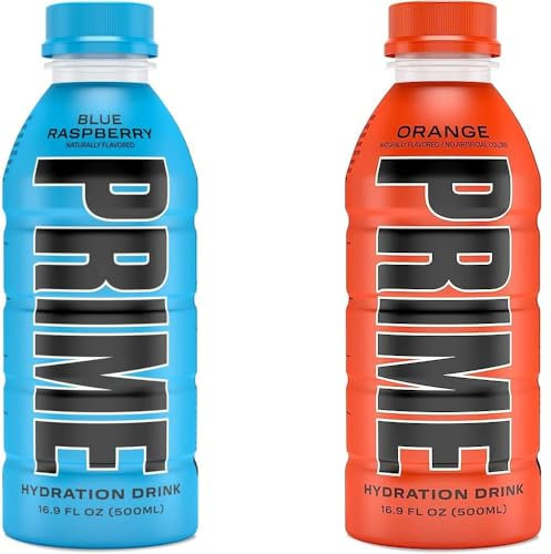 Prime Bevanda Idratante con miscela BCAA per recupero muscolare, Gusti Tropical Punch e Blu Lampone, 2 bottiglie da 500 ml