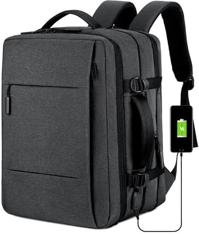 Lawaia Laptop Backpack Mens 30L Travel Backpack 30x22x43 Rucksacks for 15.6 Inch Laptop With Charging Port Business Anti-theft Work Bags for Men Women Waterproof Office Rucksack-Gray