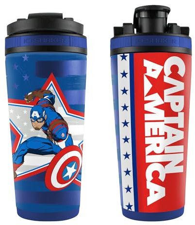 WinCraft 4D-Eisstreuer aus Edelstahl, 740 ml, Marvel Captain America, Blau