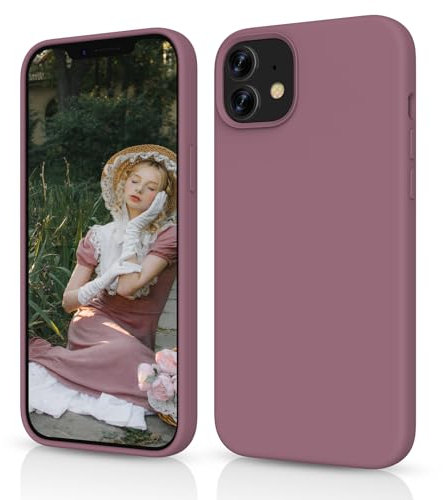 OitiYaa Silicone Case Compatible with iPhone 12/12 Pro Case 6.1 inch, Soft Ultra Slim Protective Shockproof Liquid Silicone Phone Case with Anti-Scratch Microfiber Lining，Grape Purple