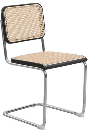 Kosmi Chaise rétro avec Pieds en métal, Bois foncé et cannage Naturel
