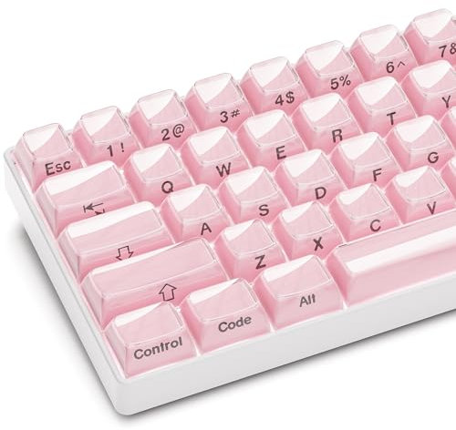 XVX Pink Keycaps, Crystal Jelly Keyboard Keycaps OEM Profile Side Printed Keycap Set Compatible with 61/68/84/87/98/100 ANSI Layout MX Switches Mechanical Keyboard