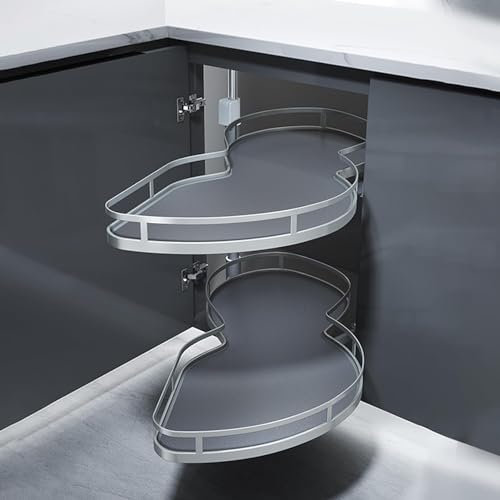 Nizer - Mueble de cocina esquinero regulable en altura con bandejas giratorias independientes para cuencos de especias y estantes (apertura recta, 800 mm)
