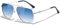 KANASTAL Groß Sonnenbrille Herren und Damen Retro Klassische Polarisiert Sonnenbrille mit Premium Quadratisch Metallrahmen UV400 Schutz, Glänzend Silber Rahmen Blaue Gläser