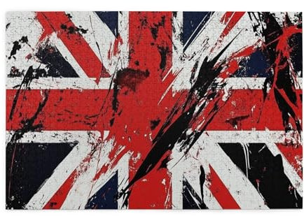 1000-Piece Wooden Jigsaw Puzzle for Adults & Kids, Retro United Kingdom Flag Challenging Puzzle Perfect for Game Nights - 29.5 x 19.7