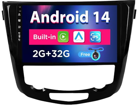 SXAUTO Android 15 Autoradio pour Nissan X-Trail Qashqai J11 Rouge(2014-2018) - sans Fil Carplay + Android Auto - 2G+32G - Caméra arrière - IPS 10.1 Pouce 2 Din Dab Volant Fast-Boot DSP Split-Screen