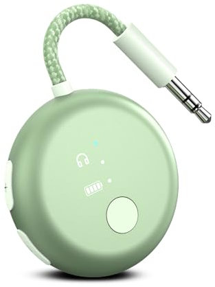Avantree SoundJet R1 – Bluetooth Adapter Flugzeug für Kopfhörer & AirPods, aptX Adaptive, Qualcomm-Chipset, 20 Std. Akkulaufzeit, Kabelloser Audio Transmitter, Flugzeug-Gadgets für Reisen - Grün
