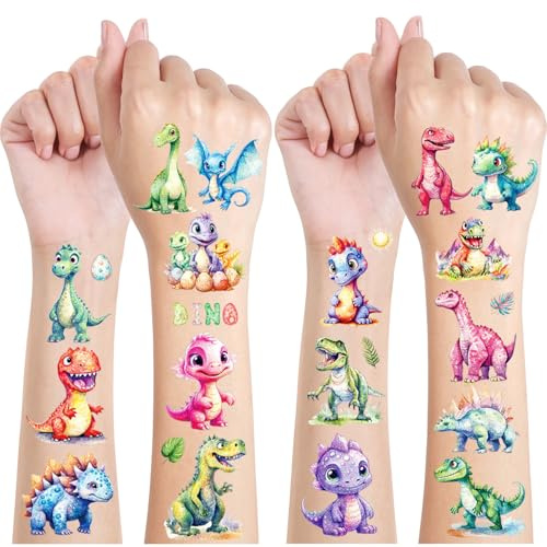 Dinosauri Tatuaggio Glitter Bambini, 12 Foglie Tatuaggi Temporanei per Bambinis, Ragazzo Ragazza Gadget Compleanno, Idee Regalo, Piccola Selvaggina