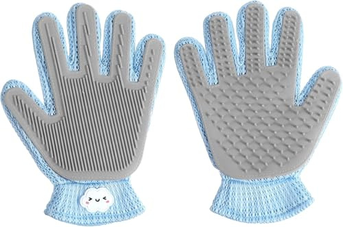 Natunofu Pet Hair Remover Glove for Dogs & Cats,2-in-1 Massage Grooming Tool, Efficient Deshedding Brush with Soft Spikes, Gentle Fur Removal and Cleaning Glove for Shedding Control(Right-Hand Glove)