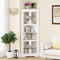 COSTWAY 6-tier Corner Cabinet, 171cm Tall Triangular Storage Cabinet with 4 Tempered Glass Doors, Adjustable Shelves & Anti-tipping device, Space Saving Wooden Sideboard Shelving Unit for Home Kitchen