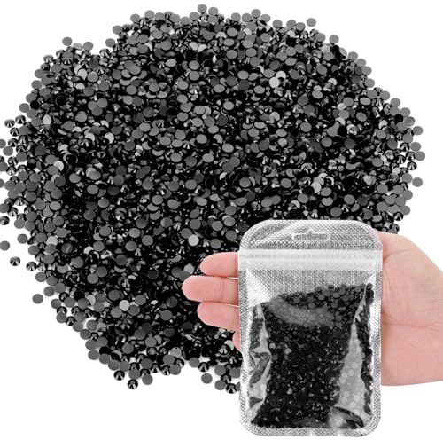 LXUEJIE 3000 Pieces 4 mm Resin Rhinestones, Shiny Rhinestone Flat Bottom Drill Sequins Embellishments Crystal Bling Diamonds for Shoes, Clothing, Cups, Bottles, Makeup, and DIY Nail Art Deco(Black)