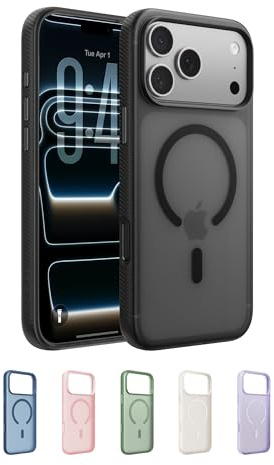 Belkin SheerForce Grip MagSafe Compatible iPhone 17 Pro Case with Slim Design & Anti-Slip Side Lines - Magnetic, Transparent, & Shockproof Protective iPhone Case - Black