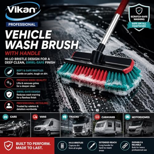 Vehicle Wash Brush with Handle – Ideal for Car, Van, Truck Cleaning